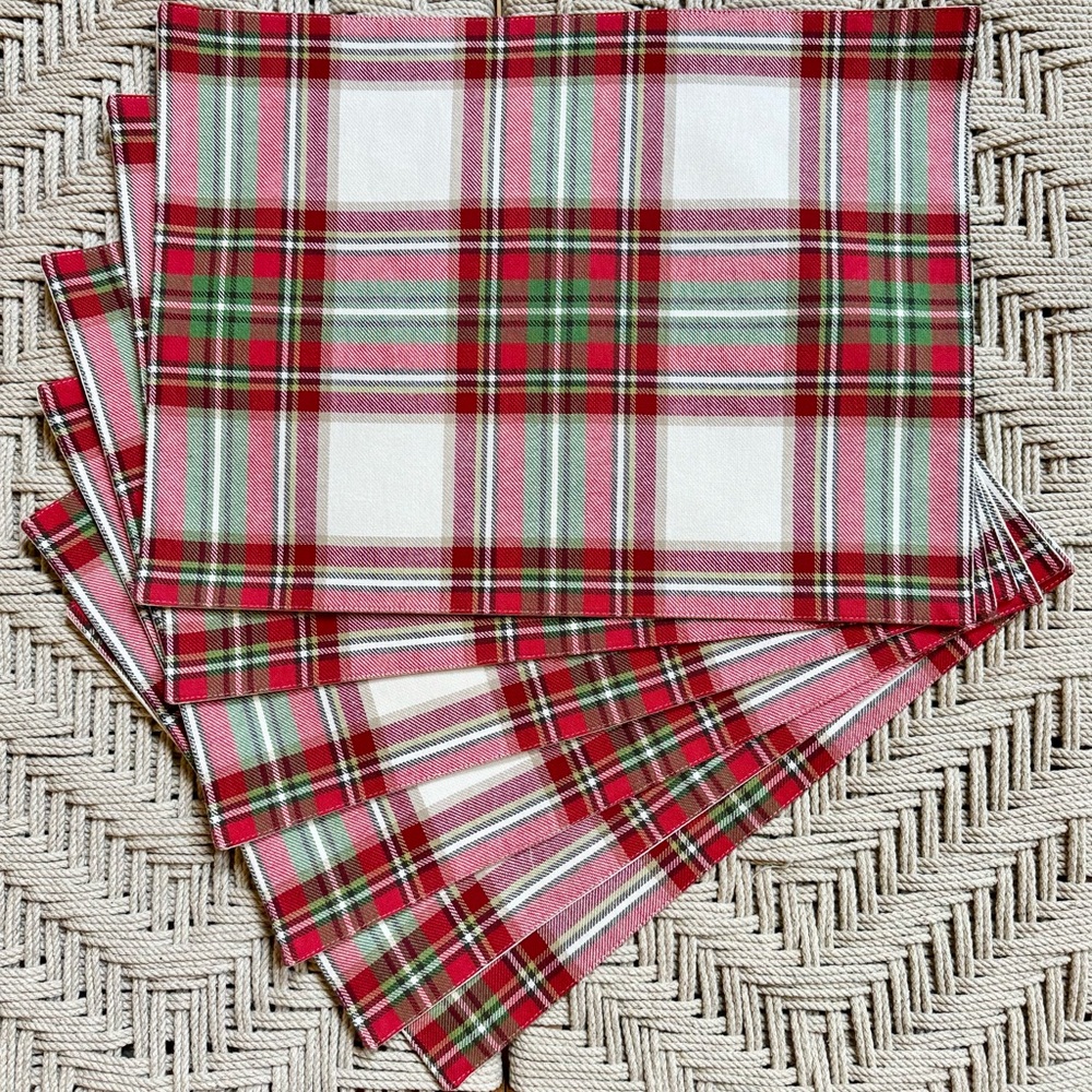 💚 LIKE NEW 6 TARTAN PLAID CLOTH PLACEMATS